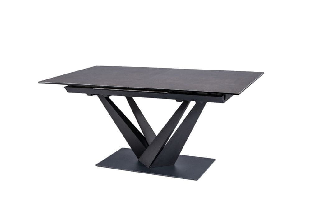 Veneti Rozkladací jedálenský stôl GUNAR - šedý mramor / matný čierny